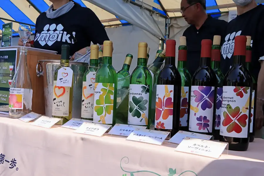 それぞれのワイナリーの個性豊かなワインのラベル = 2024年5月11日 山形ワインバル(元城内)