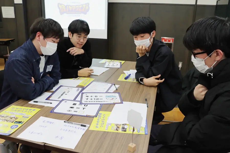 謎について考える大学生グループ = 2025年3月9日 アビヤント・K