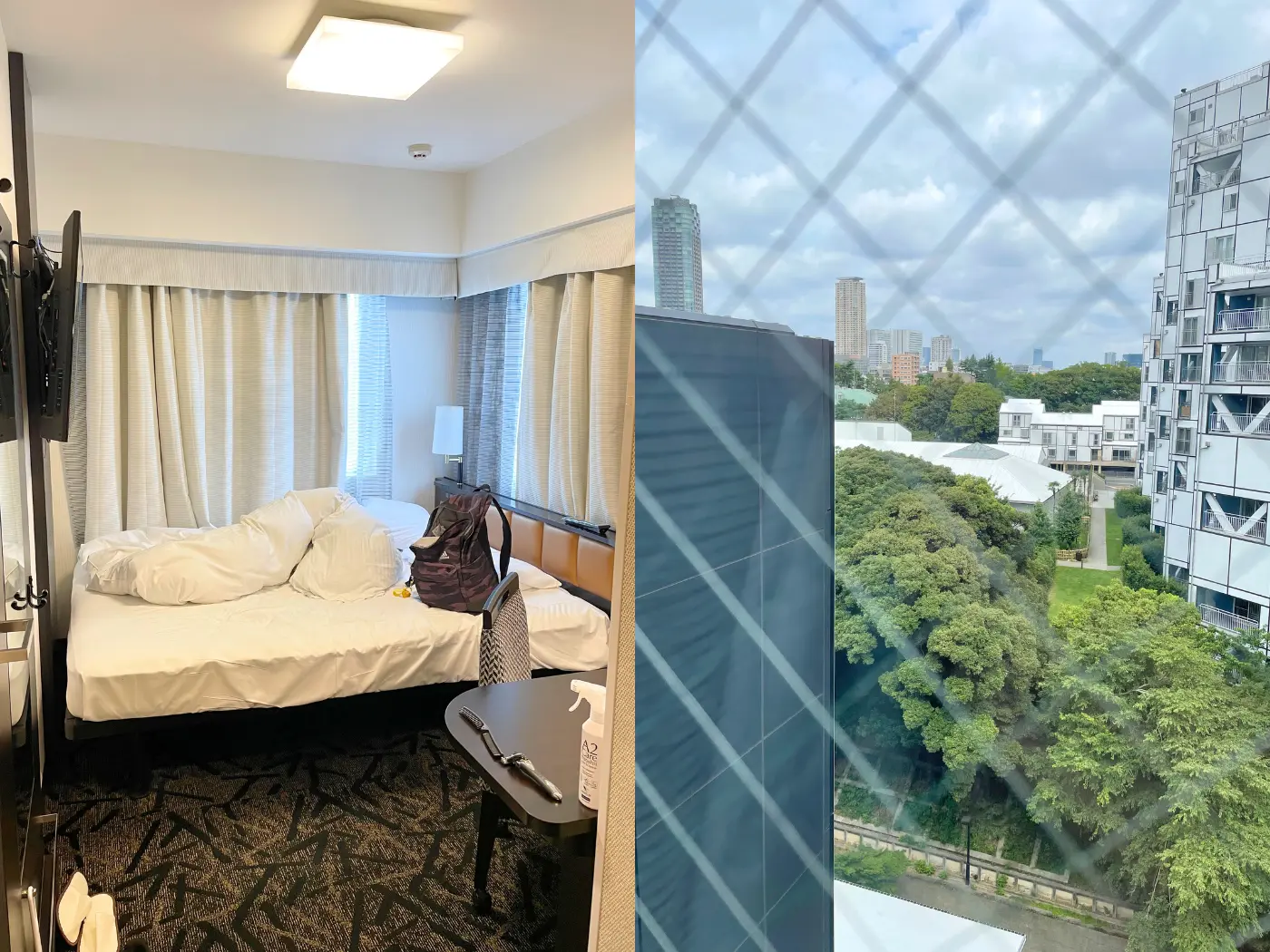 泊まった部屋と部屋からの景色 = 2025年8月16日 アパホテル〈六本木SIX〉